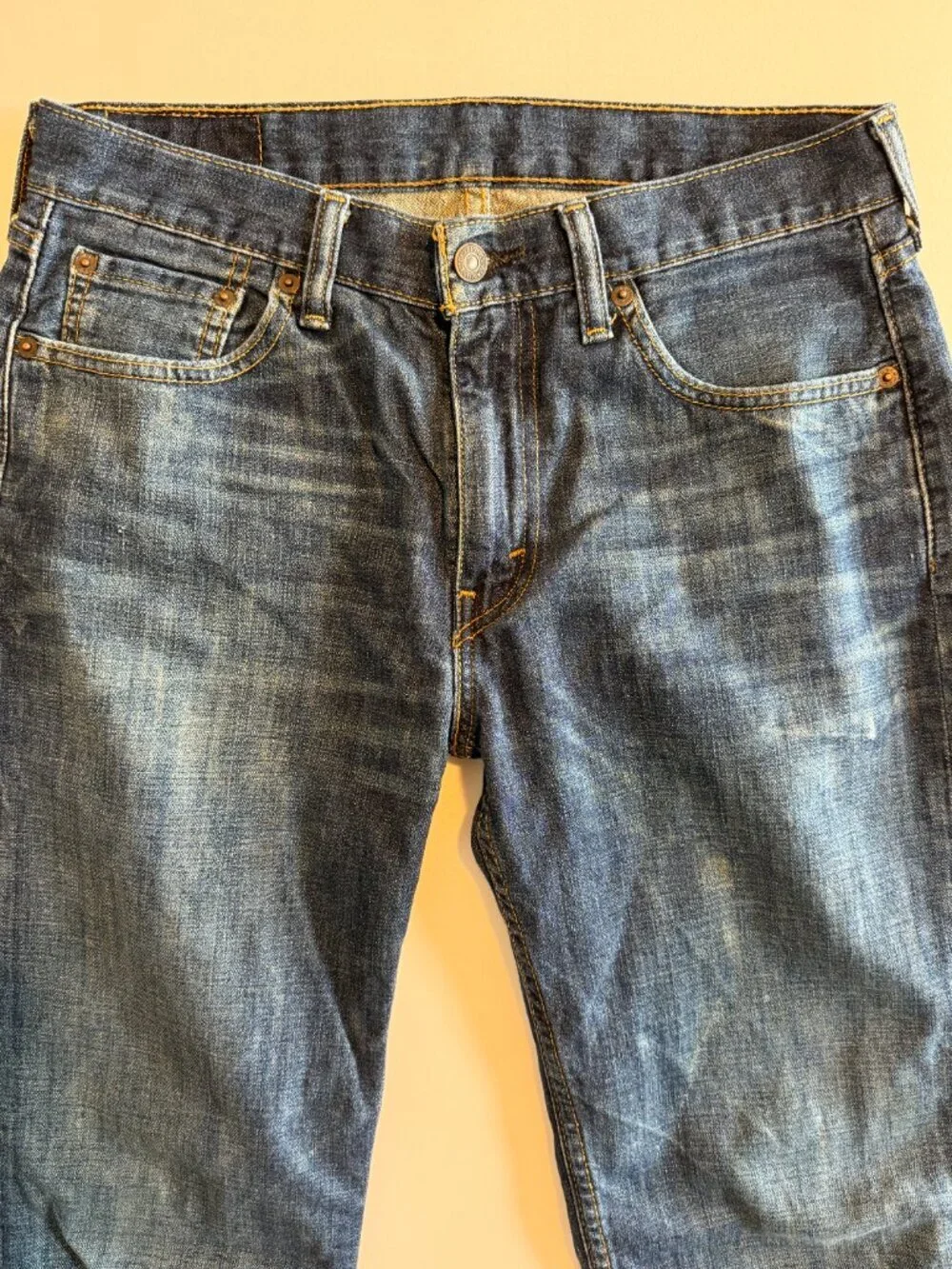 Levis 514 Straight Leg Distressed Denim Blue Jeans 30 32